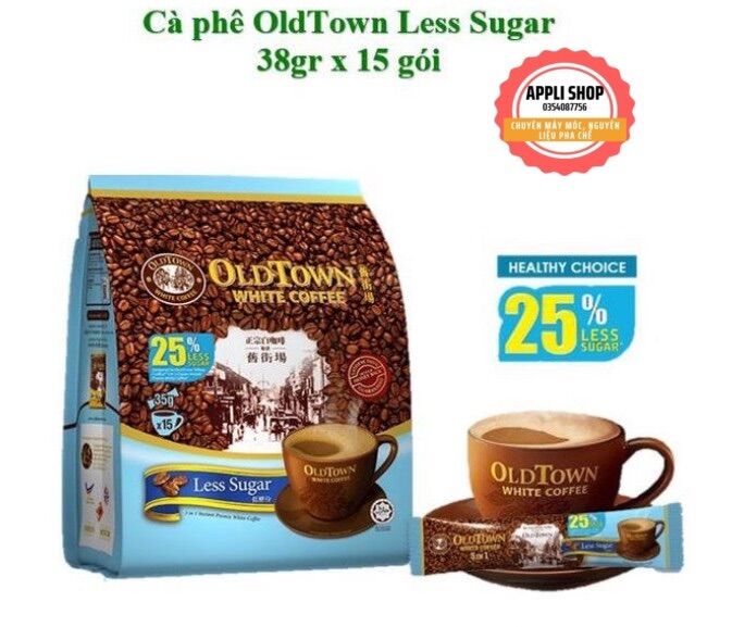Cà phê trắng oldtown white coffee malaysia ít đường 15 gói x 35g date 04/2024