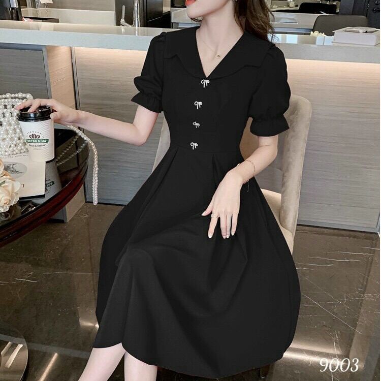 Đầm xoè cổ sen cách điệu thân nút nơ MLXL2XL