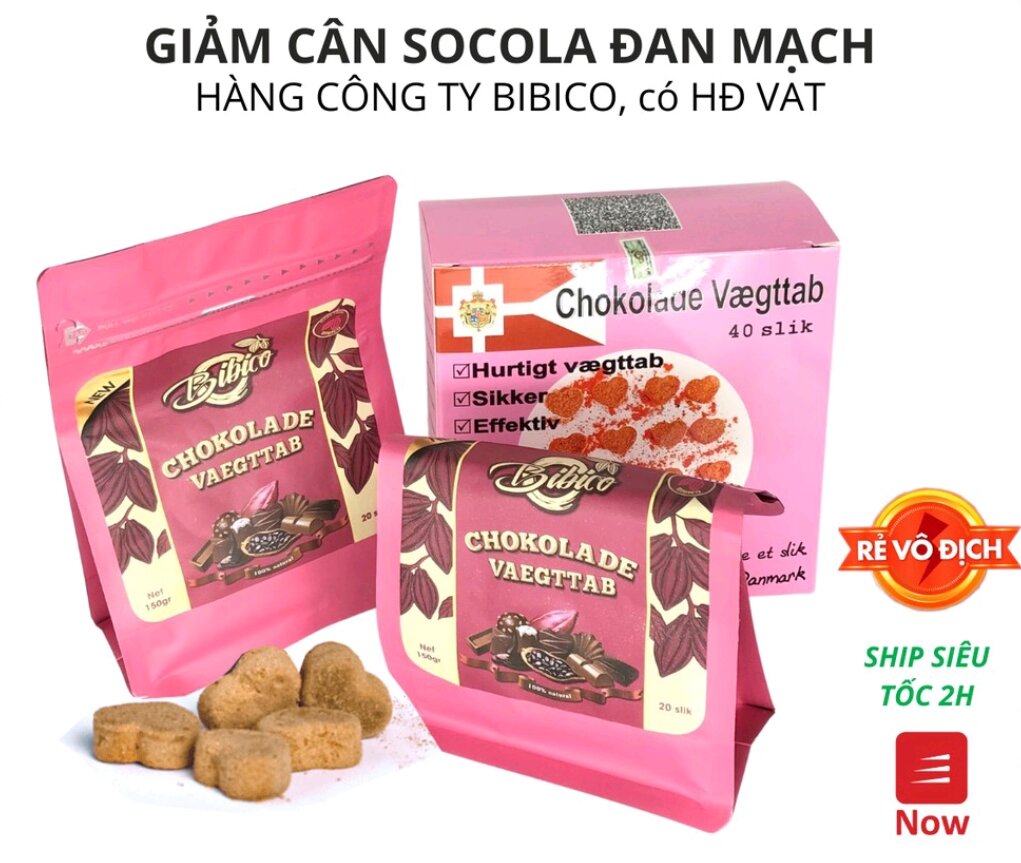 Kẹo Socola Giảm Cân Đan Mạch Chokolade Vaegttab bản mới màu hồng hộp 40 viên giảm 3-8kg