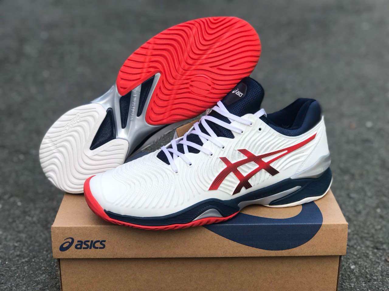 Giày thể thao Asics Tennis Court FF2 Novak Whith/Blue chính hãng [fullbox]