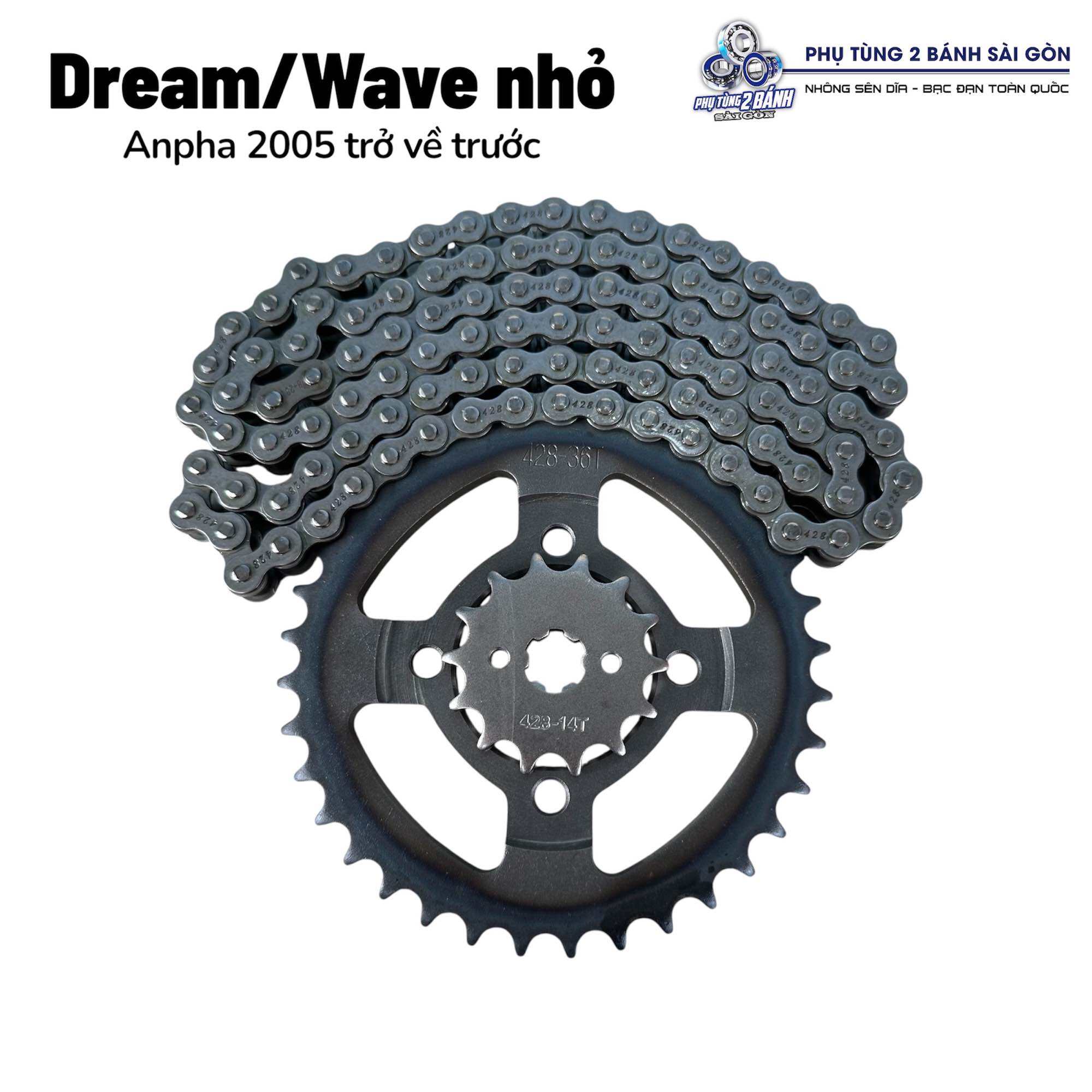 Nhông Sên Dĩa cho xe Dream, Wave nhỏ, Wave Trung Quốc, Sirius Trung Quốc 428-36T-14T-106L Phụ tùng