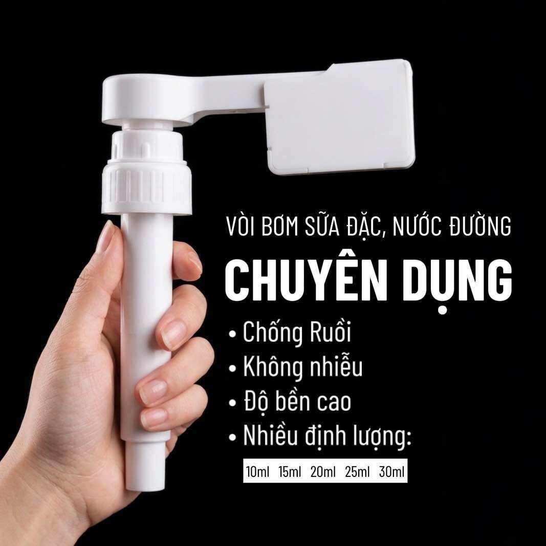 Vòi pump định lượng cho sữa đặc, siro, nước đường - quầy pha chế cà phê trà sữa