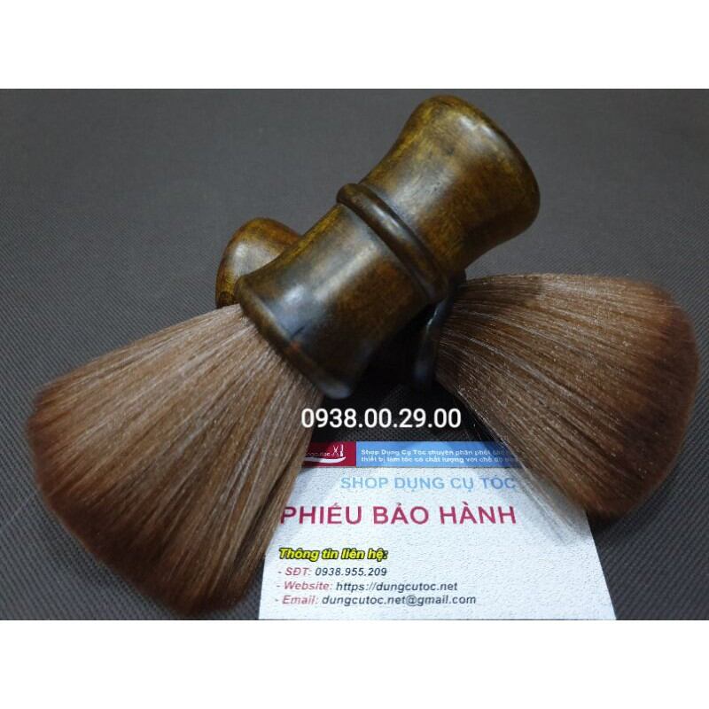 Phủi Tóc Cán Gỗ Cao Cấp Lông Mềm, Cây Phủi Tóc Nam Nữ Chuẩn Salon Tóc.(Ảnh thật)