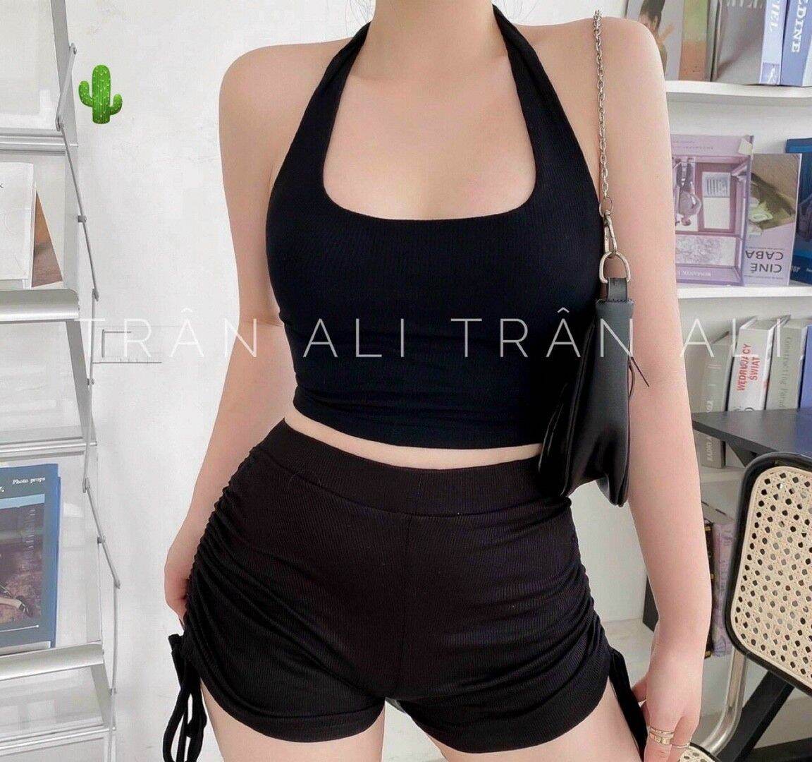 Set yếm quần dây rút bên