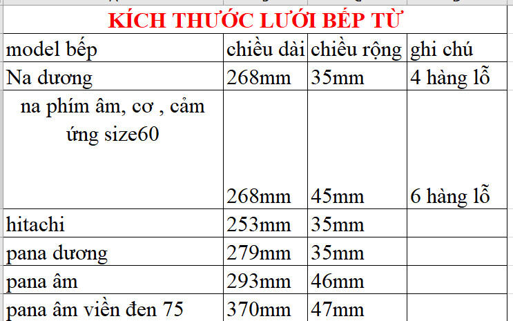 Bộ lưới bếp từ nội địa nhật Hitachi size60