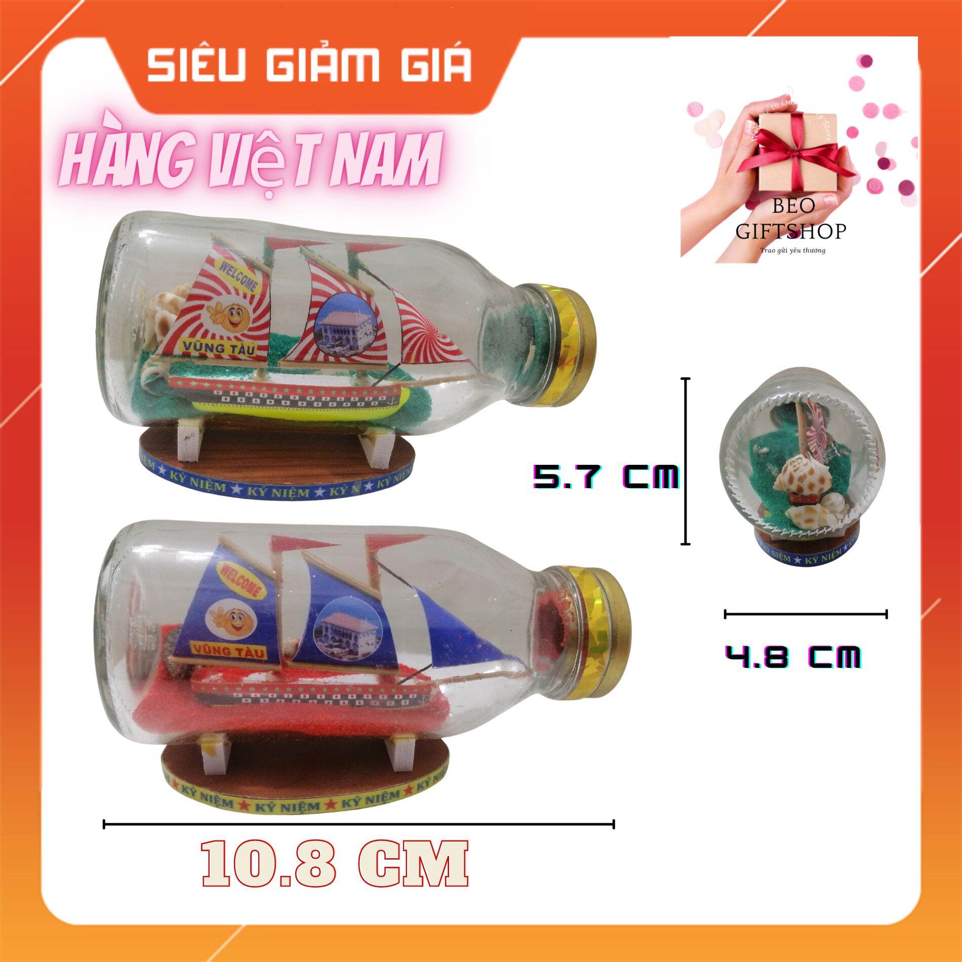 THUYỀN BUỒN TRONG CHAI SIZE NHỎ DÀI 11 cm