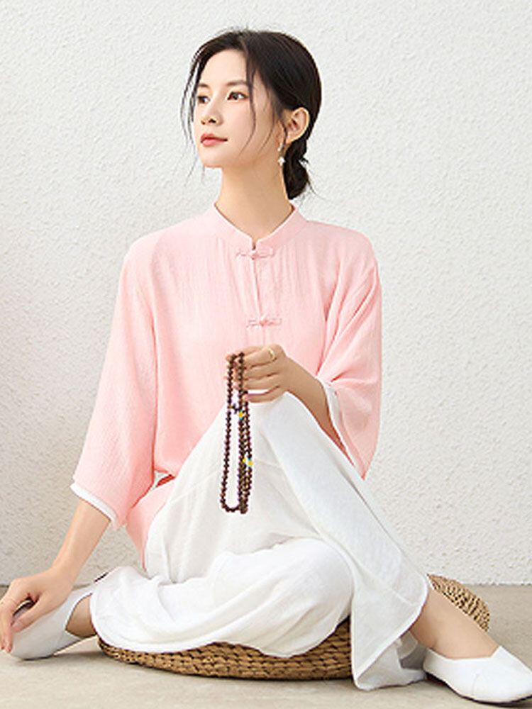 Bộ Đồ Thiền Nữ Phong Cách Trung Hoa Cổ Điển Cotton Mùa Hè 2023 Thiết Kế Giản Dị Cho Phụ Nữ Từ 18-25 Tuổi