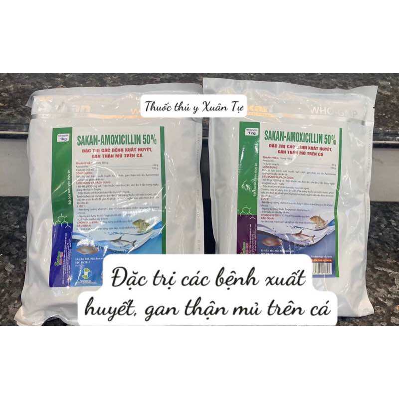 [ THUỶ SẢN ] 1kg SAKAN - AMOXICILLIN 50% dùng cho xuất huyết gan thận mủ trên cá