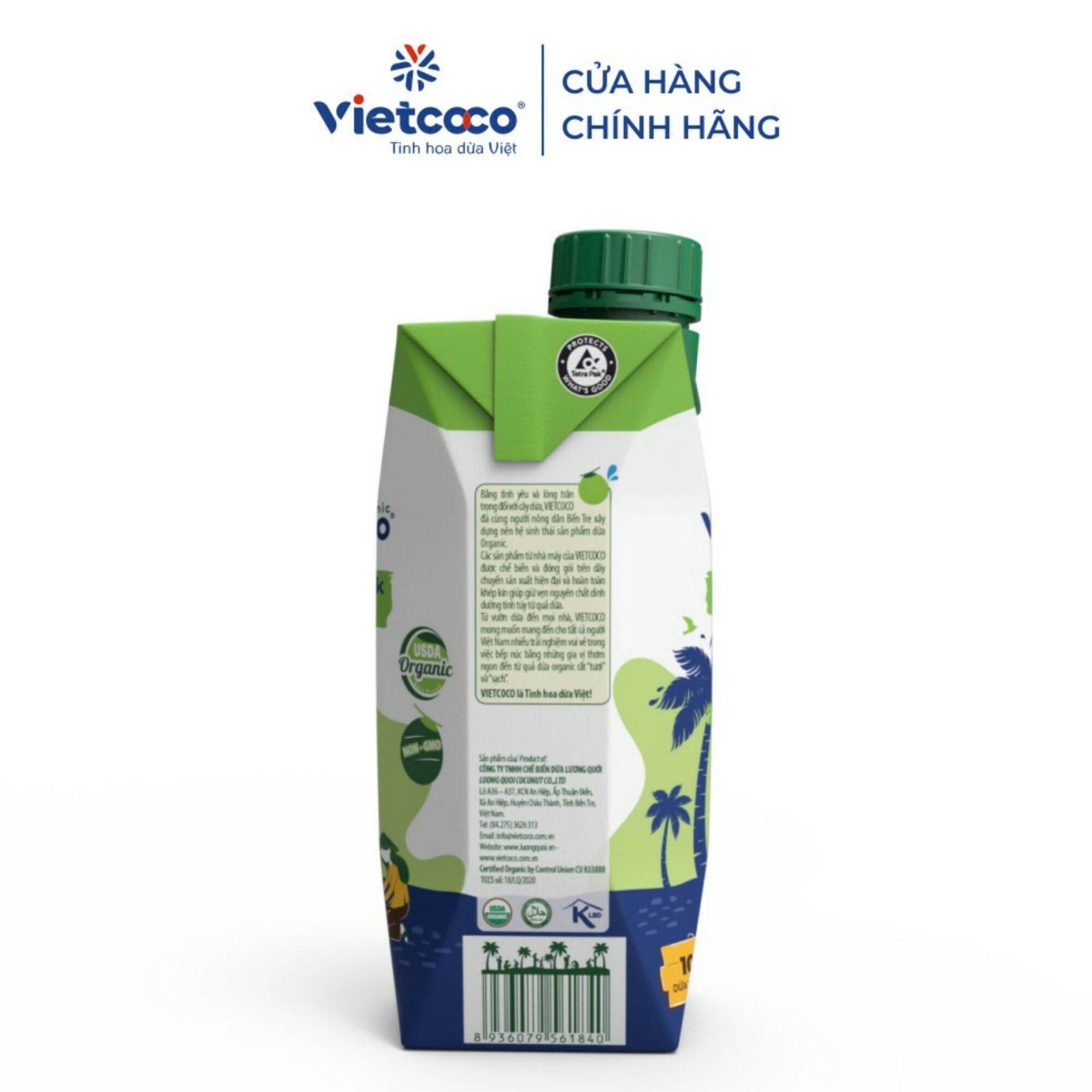 1 Thùng sữa dừa organic Vietcoco, Date mới (12 hộp x 330ml)