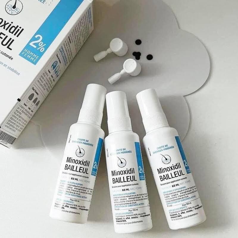[PHÁP] Xịt Mọc Tóc Giảm Rụng Tóc Minoxidil Bailleul 2% Hộp 3x60ml