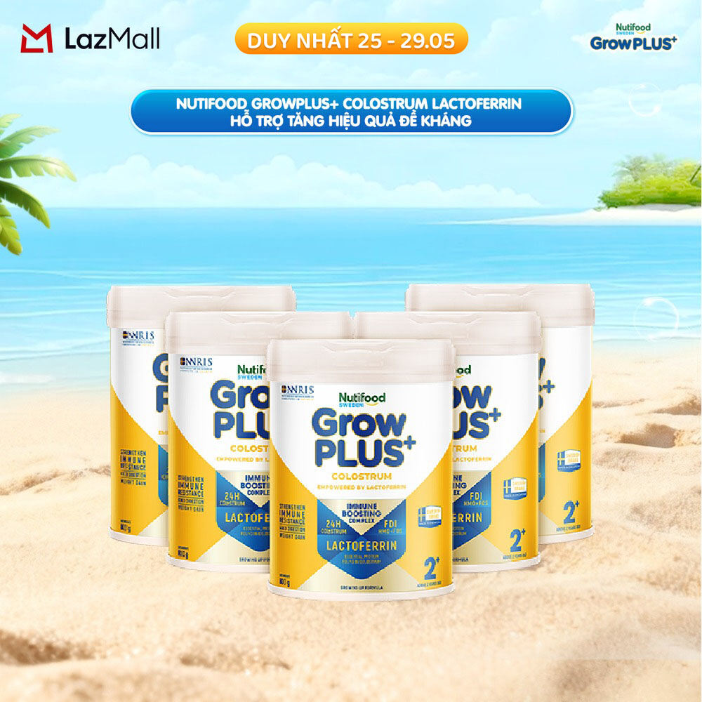 Combo 5 Sữa bột Nutifood Sweden GrowPLUS+ Colostrum Lactoferrin 2+ 800g