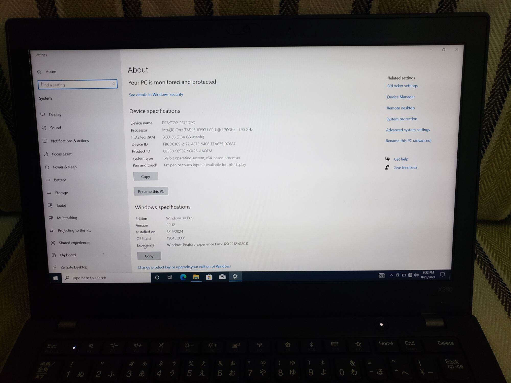 Laptop Thinkpad X280
