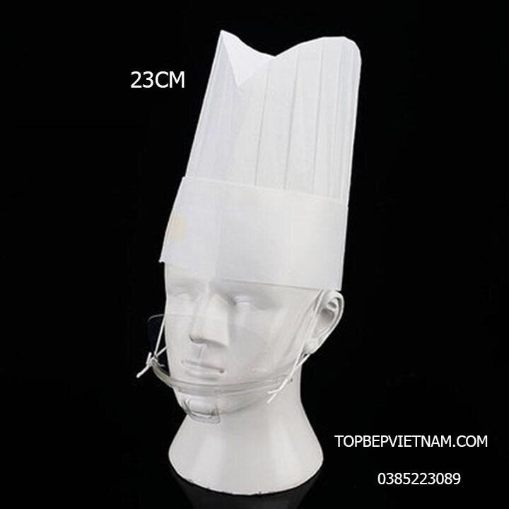 mũ giấy đầu bếp(loại dày vòm cao 23cm)