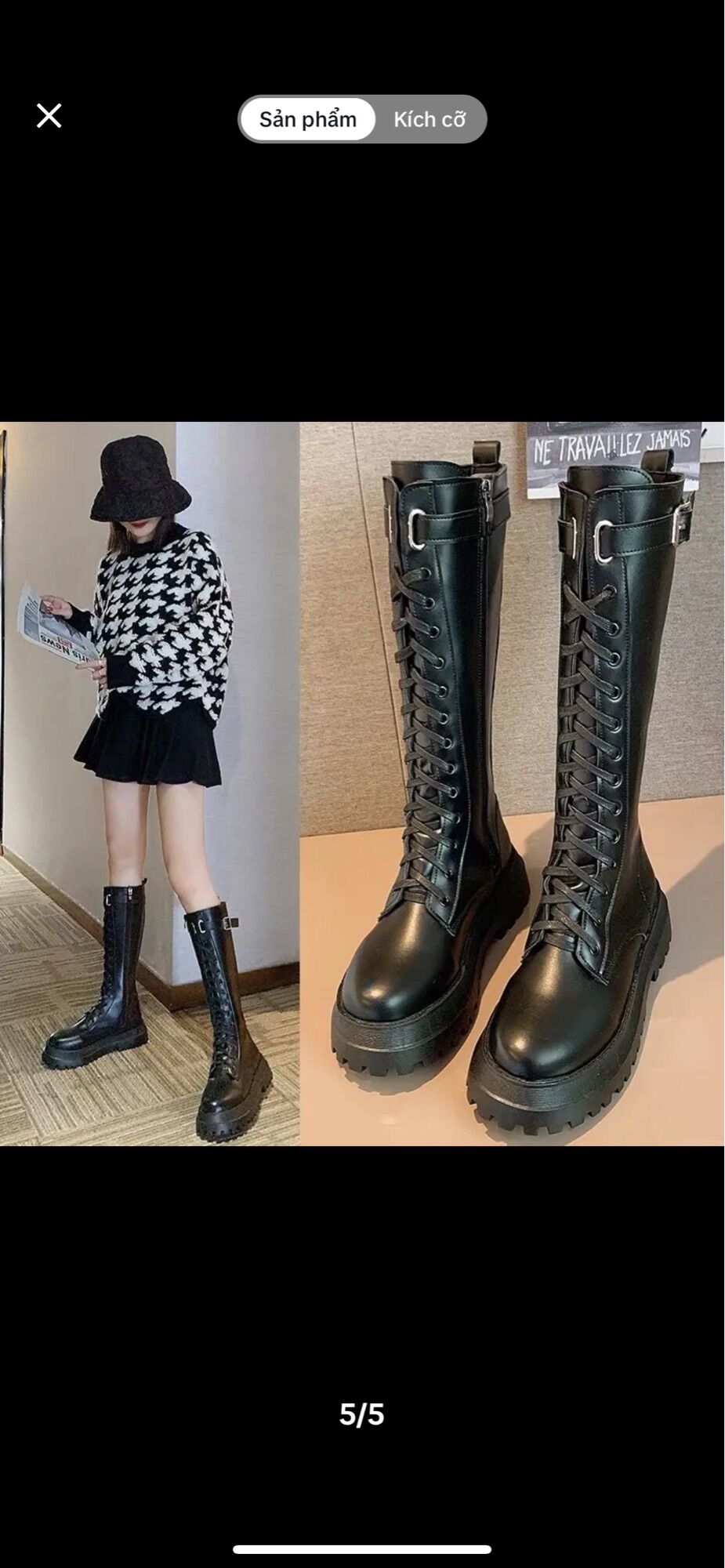 GIÀY BOOT NỮ DƯỚI GỐI 37CM đế dày 5p boots ulzzang -b40
