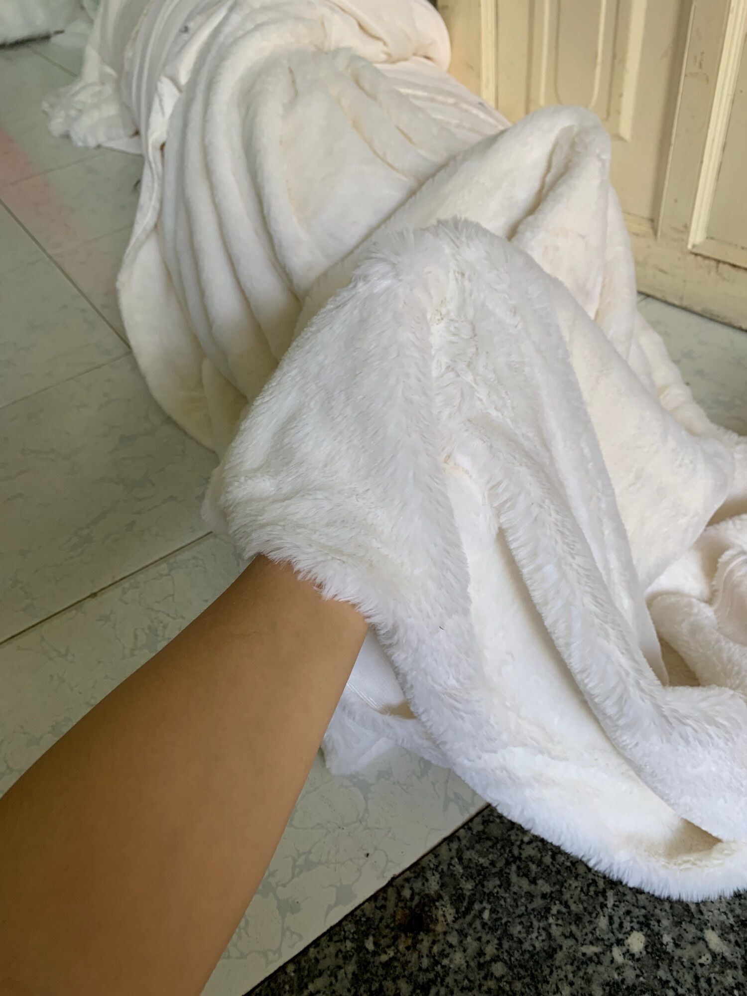 Vải lông trắng tinh lông sợi lông ngắn - hàng chất minh vải 1 mặt