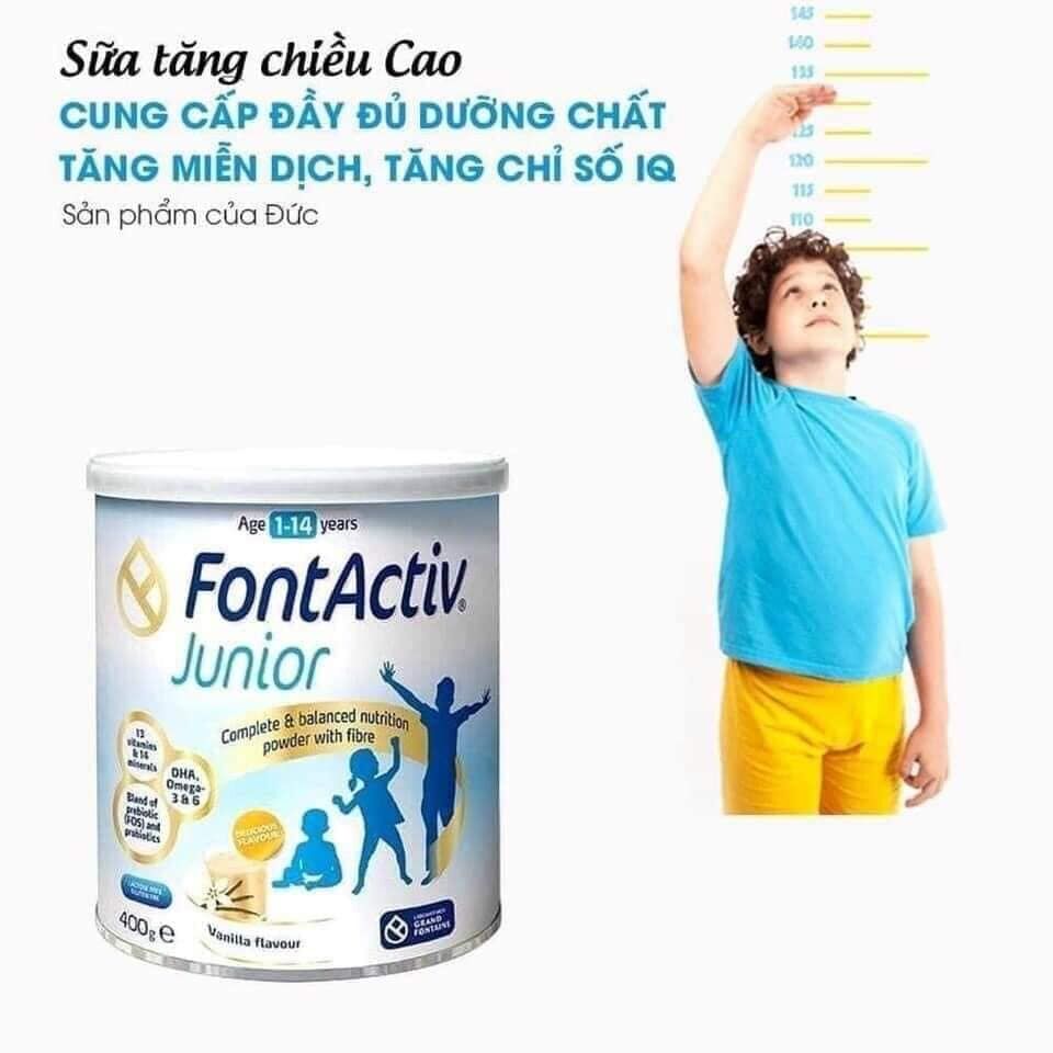 Sữa tăng chiều cao Fontactiv Junior lon 400g hạn 8 2023 dùng từ 1 đến 14