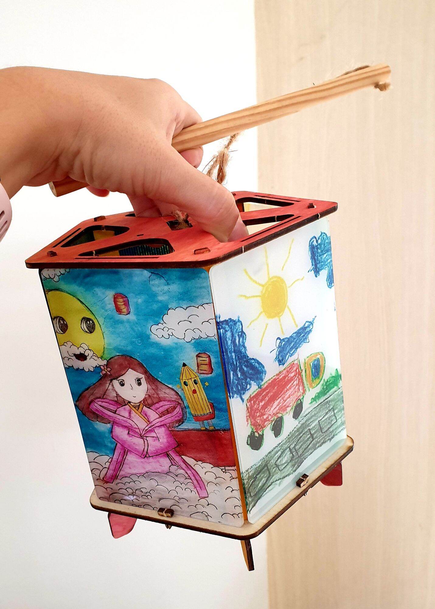 PIFKID Khung gỗ đèn lồng tự lắp ráp D.I.Y. đồ chơi thủ công