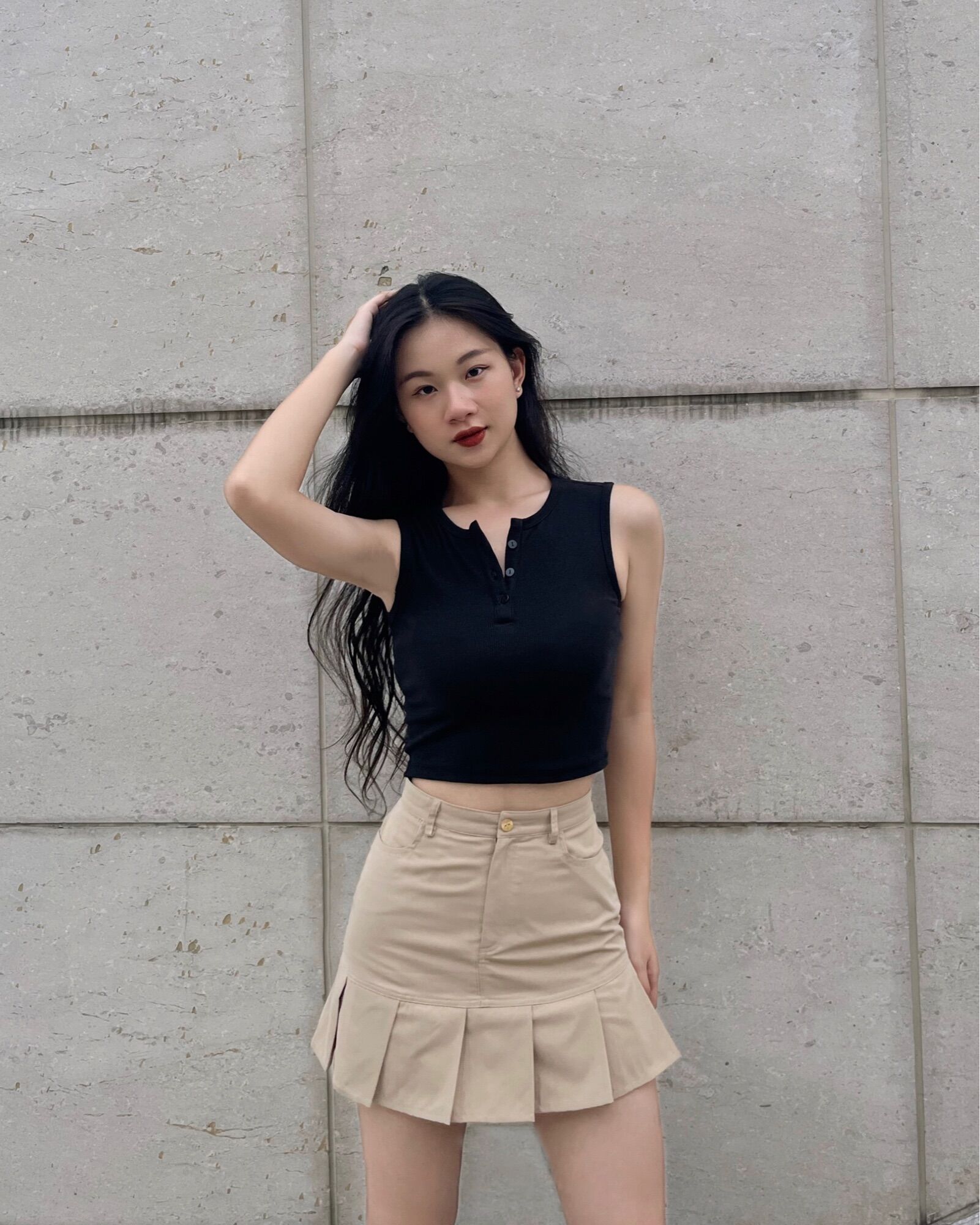 Greenstuffs - Áo thun trắng nữ ba lỗ basic - Tank top