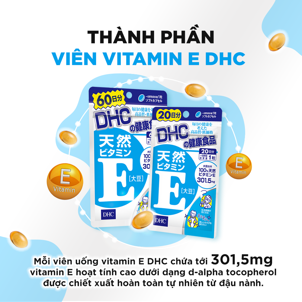[ Chính hãng] Viên uống vitamin E DHC Natural Vitamin E