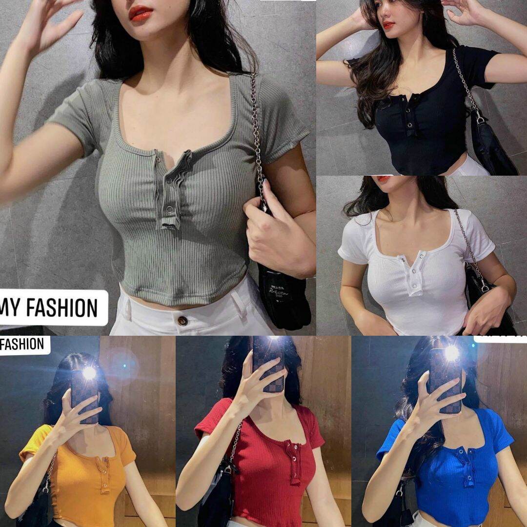 ÁO GÂN CROPTOP NÚT BẤM