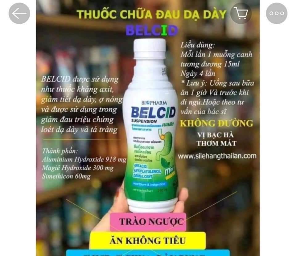 Chai siro dạ dày belcid suspension thái lan 240ml