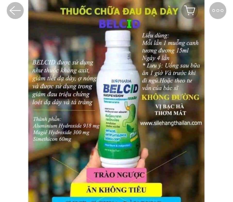 Chai Siro Dạ Dày Belcid Suspension Thái Lan 240Ml