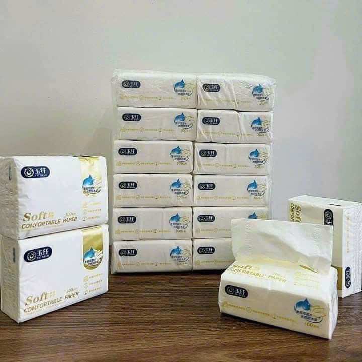 Bịch 12 gói giấy ăn Soft ( 3000tờ giấy màu trắng) mềm mịn