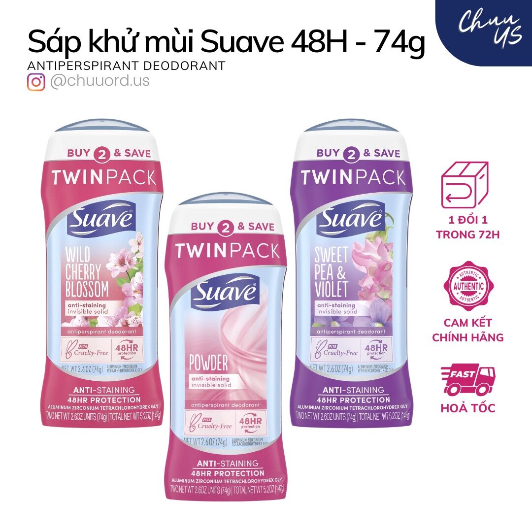 Lăn khử mùi Suave Antiperspirant Deodorant 74g