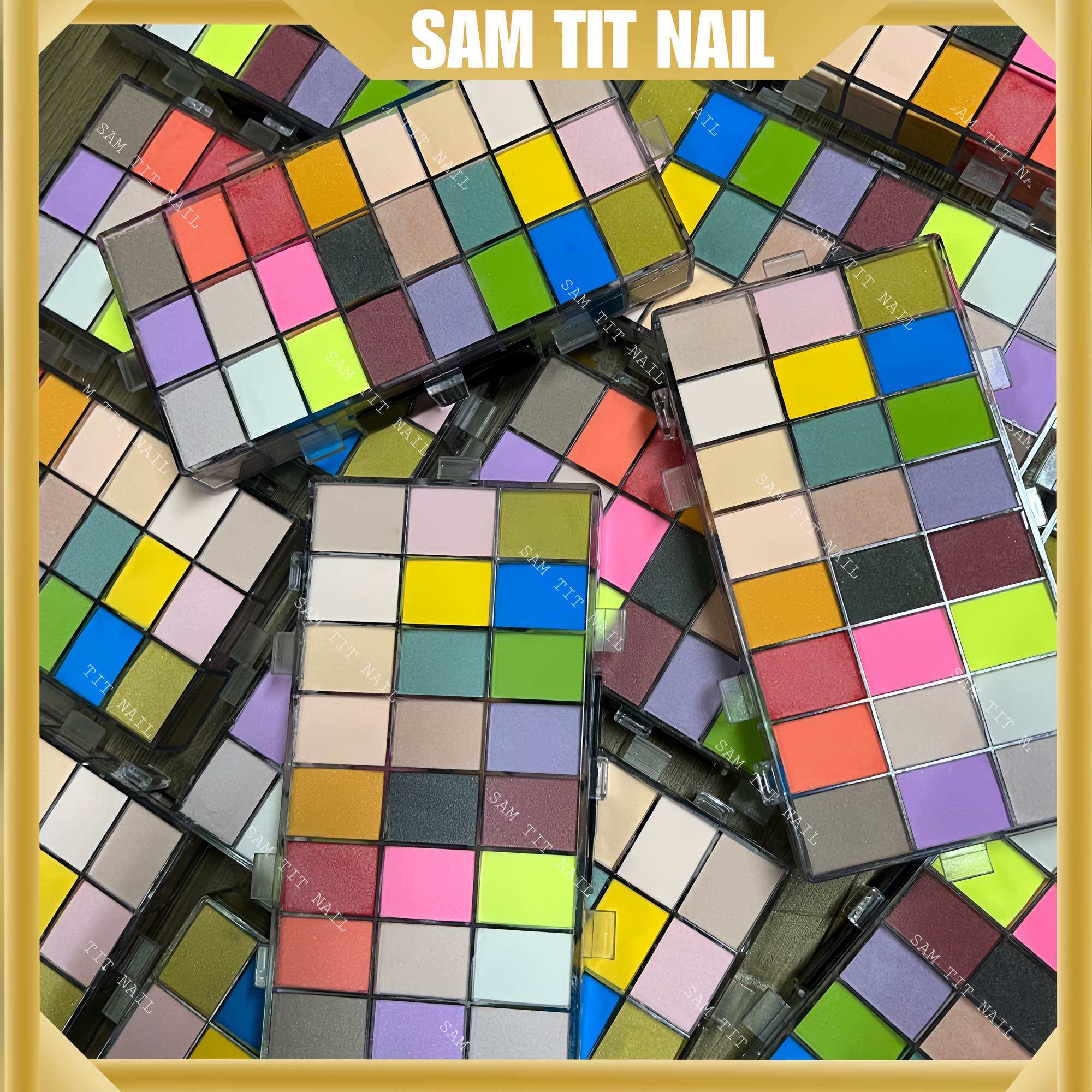 Khay bột Mỹ 5in1 24 ô nắn hoa - bột đắp móng - bột nhúng - bột ombre - mable