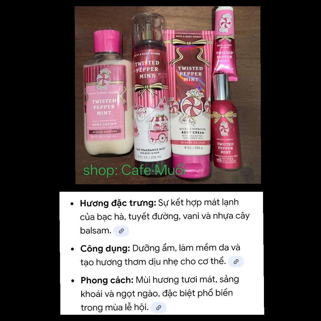 TWISTED PEPPERMINT‼️XỊT THƠM _ SỮA DƯỠNG _ GEL TẮM NƯỚC HOA Bath & Body works
