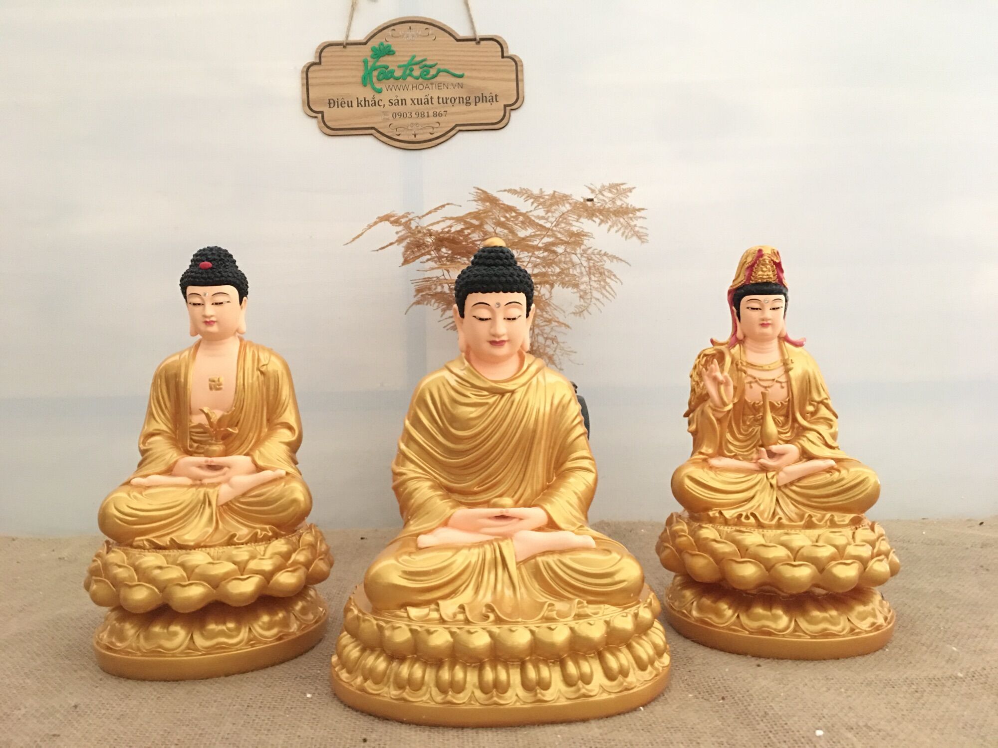 [HCM]Bộ tượng Tam Thế Phật/Ta Bà ngồi 30cm