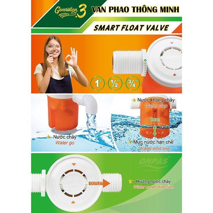 Van phao thông minh Onpas phi 21, phi 27