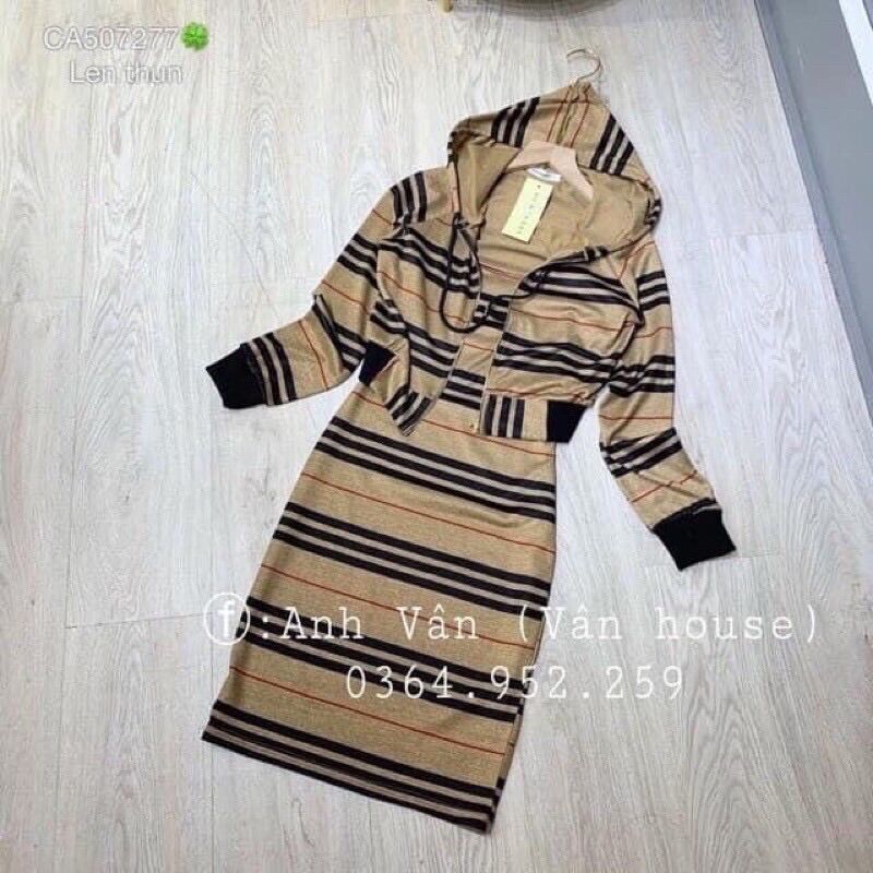 Set đầm body bbr mix áo khoác siêu hot