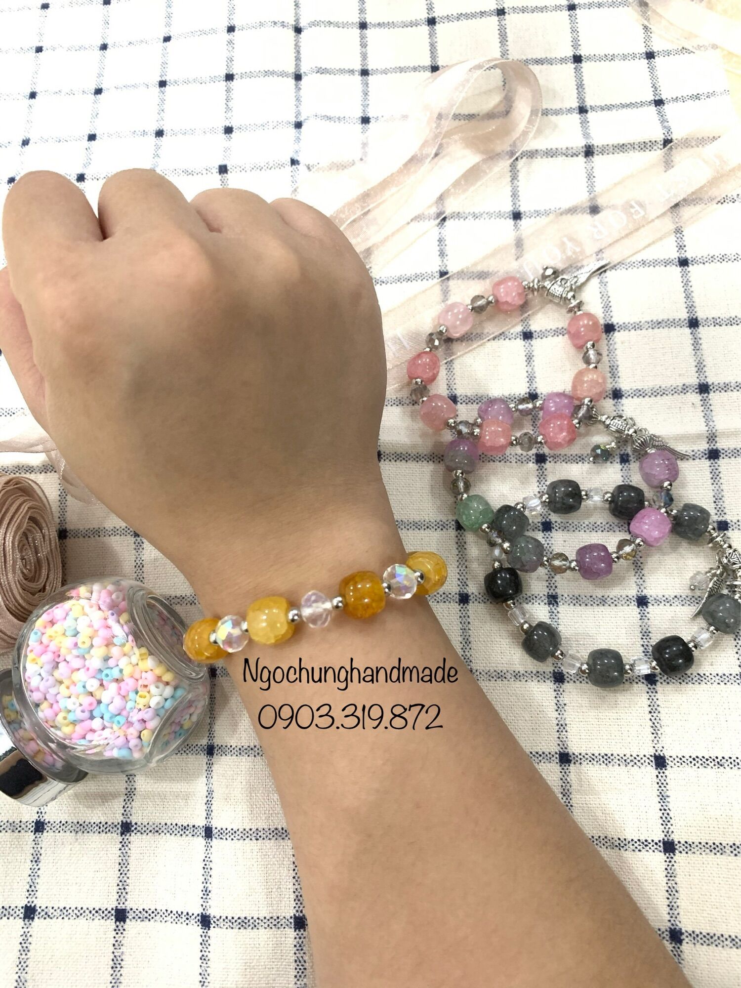 Vòng tay hạt thủy tinh cao cấp 10mm