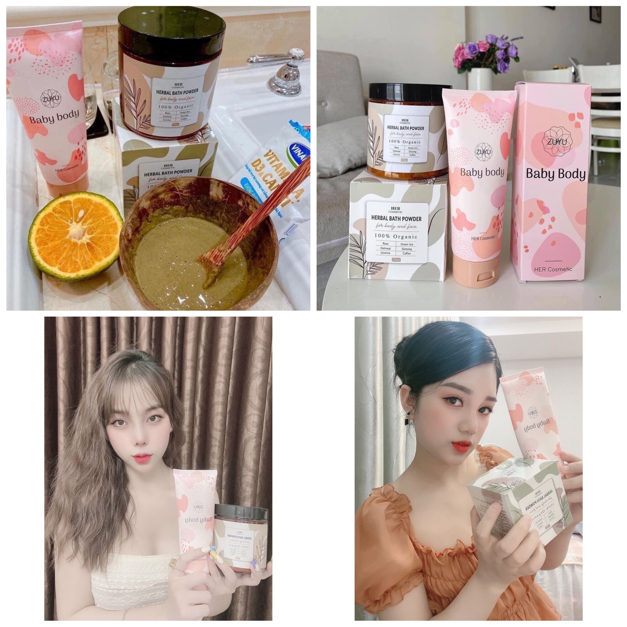 Combo 2 hộp Tắm Trắng Thảo Dược Her Cosmetic ( Tặng 2 BỘT ĐẬU ĐỎ 100GRAMX2)