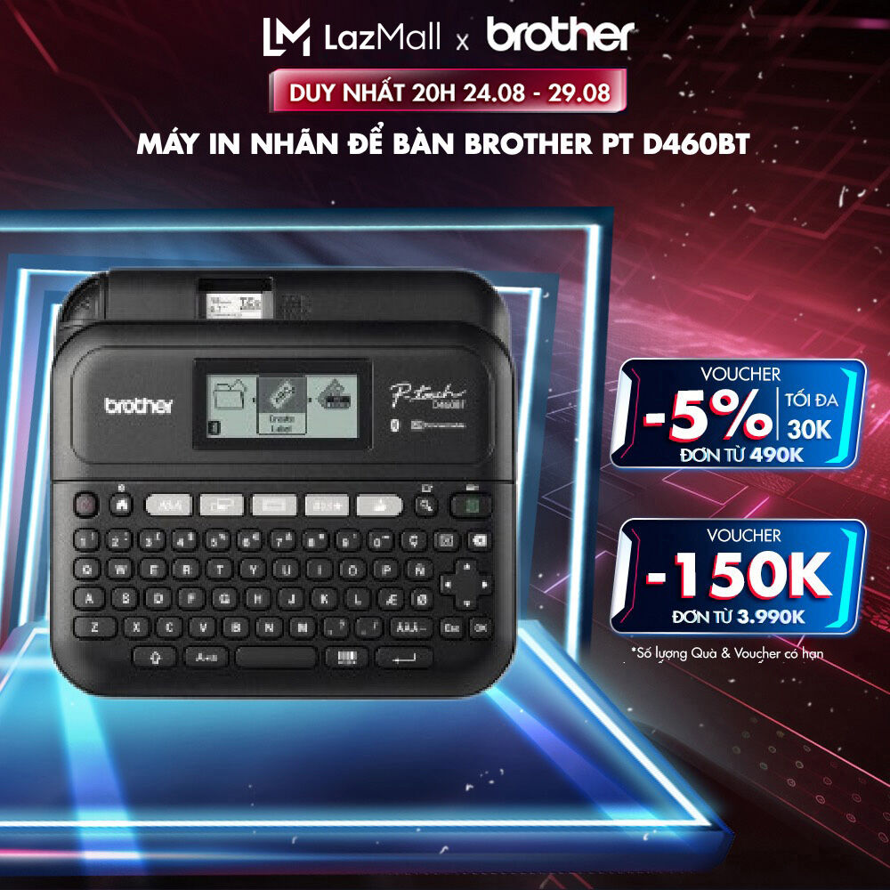 Máy in nhãn để bàn brother pt d460bt