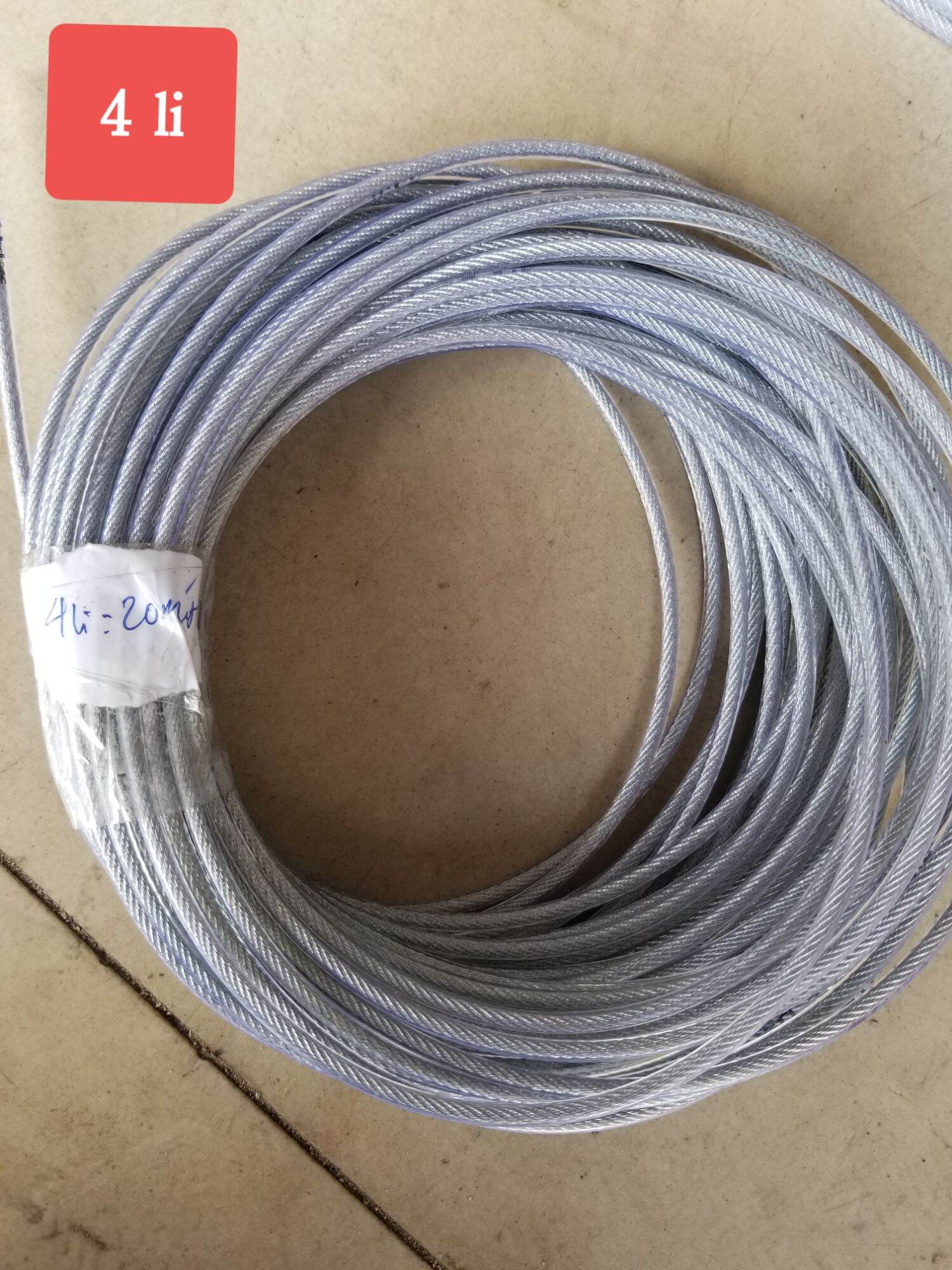 Cáp thép bọc nhựa 4mm (li).Size 10mét,20mét,30mét,40mét,50mét,70mét.hanghoagiavip