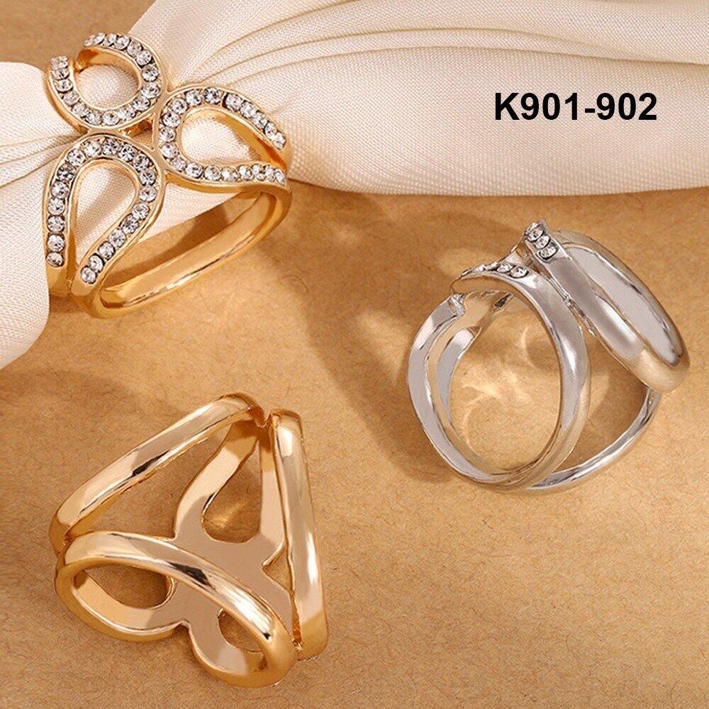 GOTI - Nút Thắt Khăn Quàng Cổ Lụa Khuy Khóa Cài Khăn Choàng Cổ Lụa Hình 3 Vòng Màu Vàng-Trắng Chữ C Thanh Lịch K901 K902