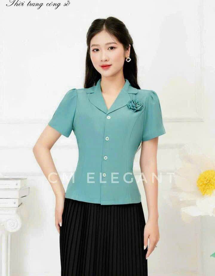 Áo nữ công sở tay ngắn thoải mái đơn giản