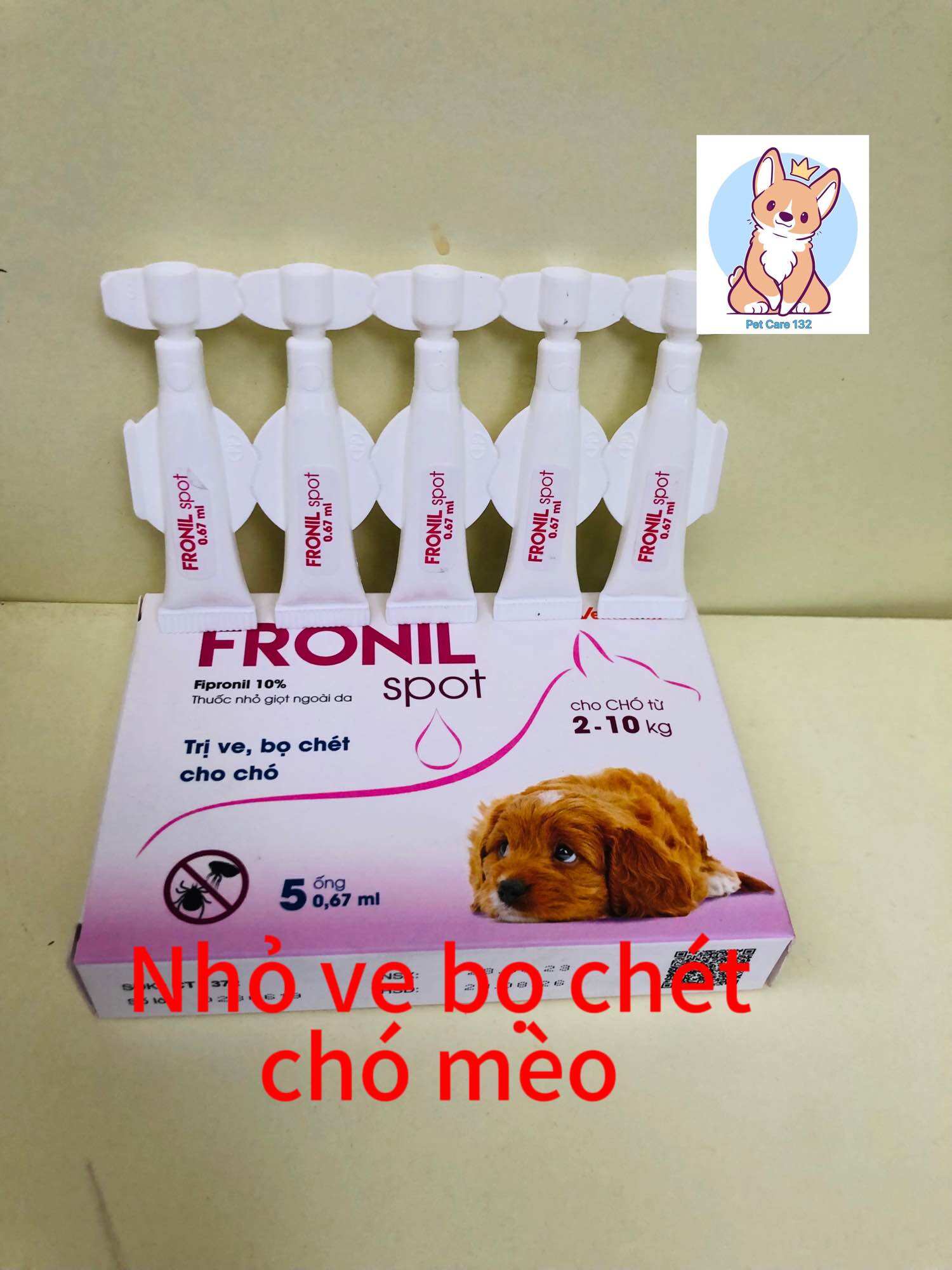 Fronil spot 5 ống nhỏ ve t.rị bọ chét trên chó mèo.