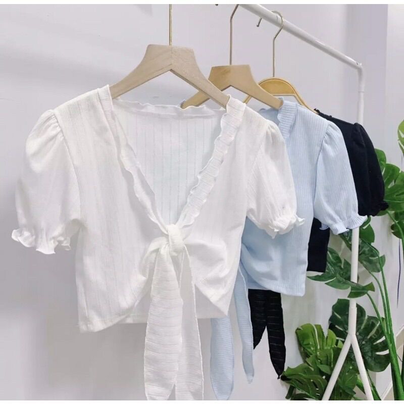 ÁO THUN GÂN CỘT NƠ TRƯỚC A3