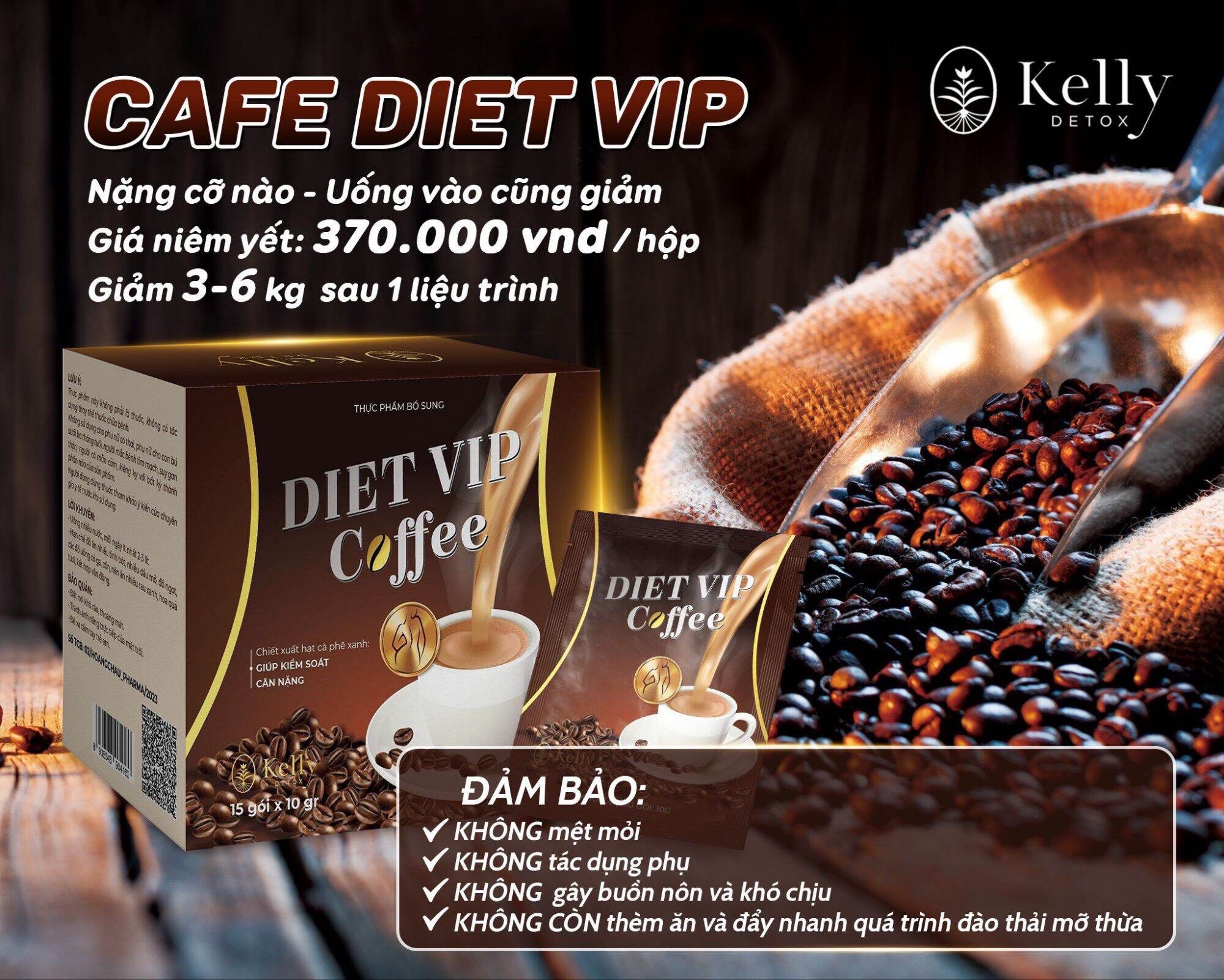 Cà Phê Giảm Cân Diet Vip đã sản xuất lại (MẪU CŨ CHỈ THAY BAO BÌ)