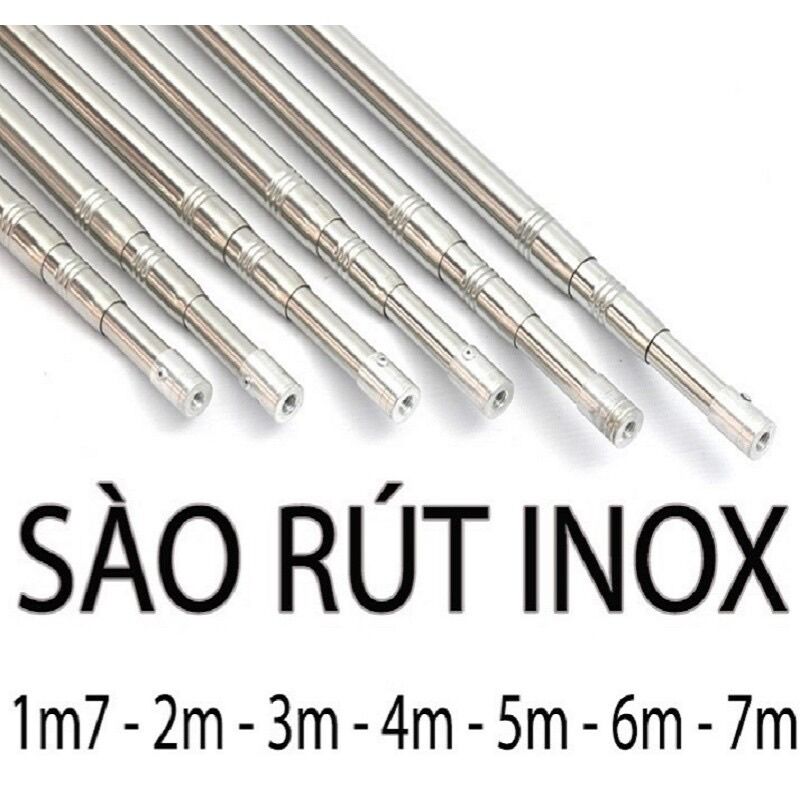 [ Xả Hàng] Sào Rút Inox Đa Năng  treo Lồng Chim Quần ÁoMóc Lục Bình Móc Lỗ Câu Cá....có size Từ 3m đ