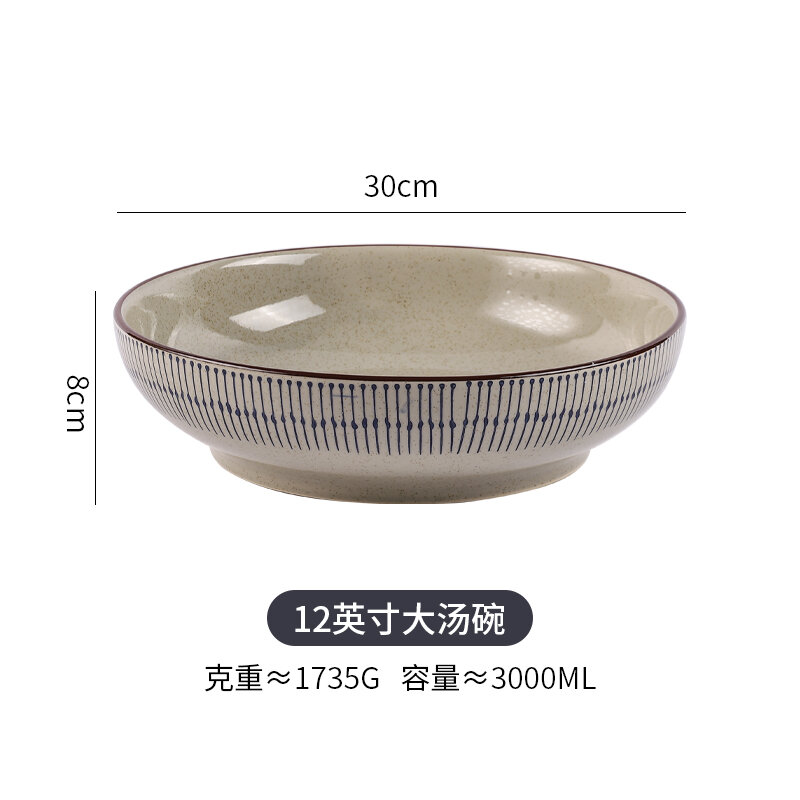 Bát to cá dưa chua, tô canh, tô canh cỡ lớn dùng trong gia đình, tô đựng thịt huyết vượng, tô chuyên dụng, tô canh gốm sứ, tô canh sáng tạo