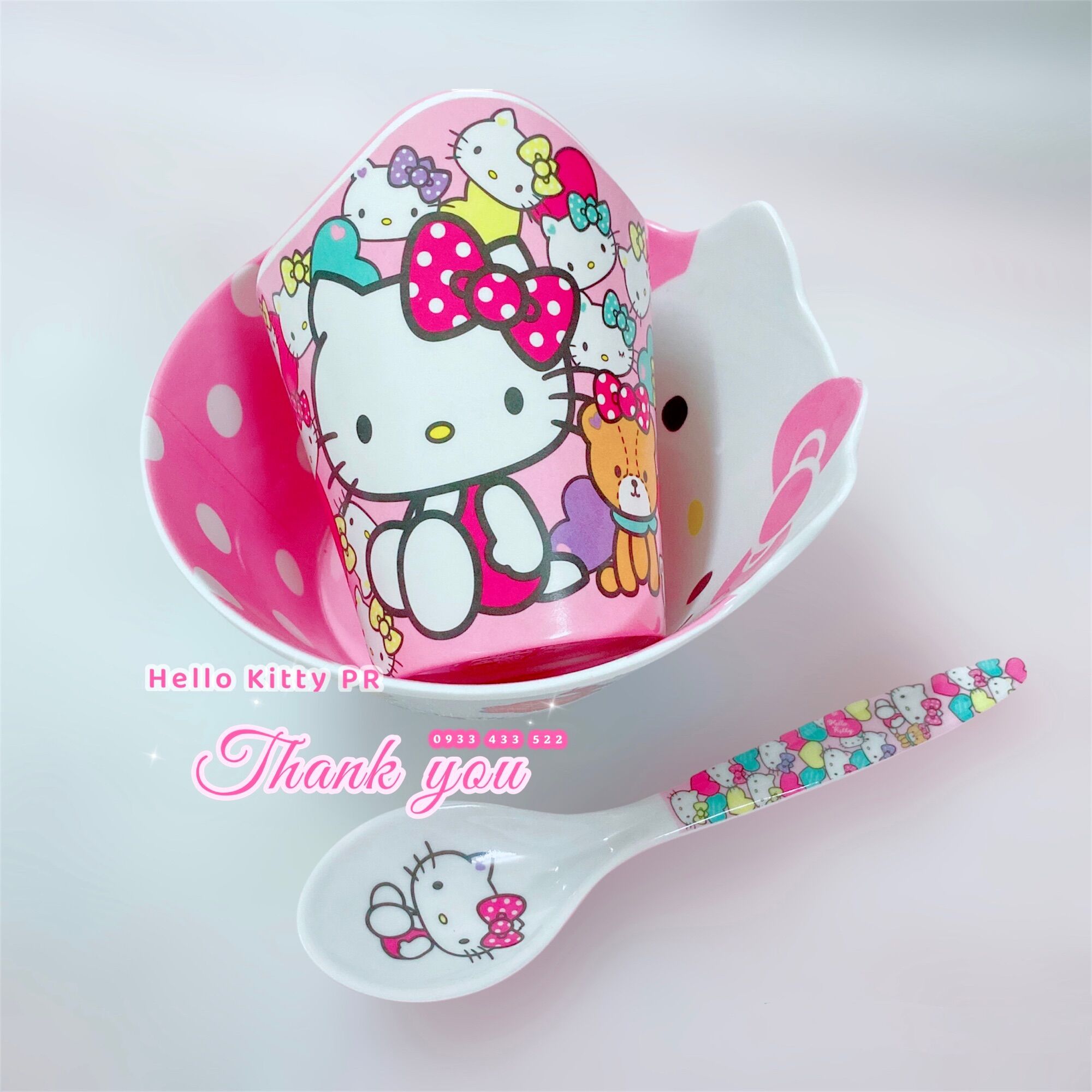 Combo tô muỗng ly Hello Kitty - Doremon Doraemon