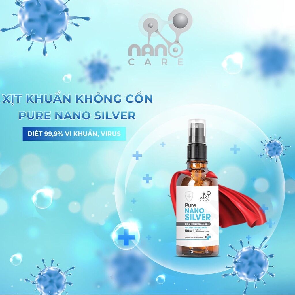 Xịt Khuẩn Không cồn Nano Bạc Cao Cấp (Chai 50ml) - Nano Silver