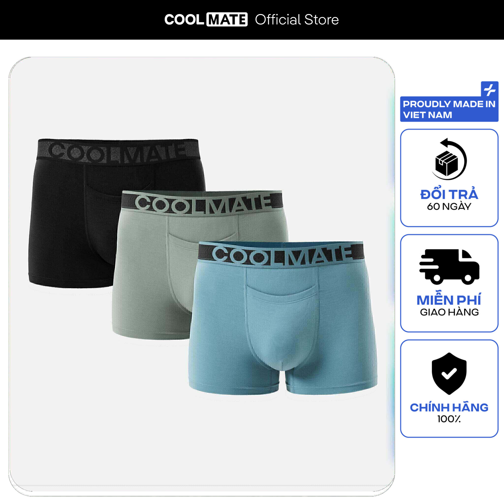 Combo 3 Quần Lót Trunk khe moi Lenzing Modal mềm mại, kháng khuẩn, thấm hút tốt - Coolmate