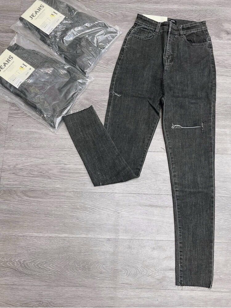 🎈JEANS DÀI LƯNG CAO CO GIÃN RÁCH BẸ PT