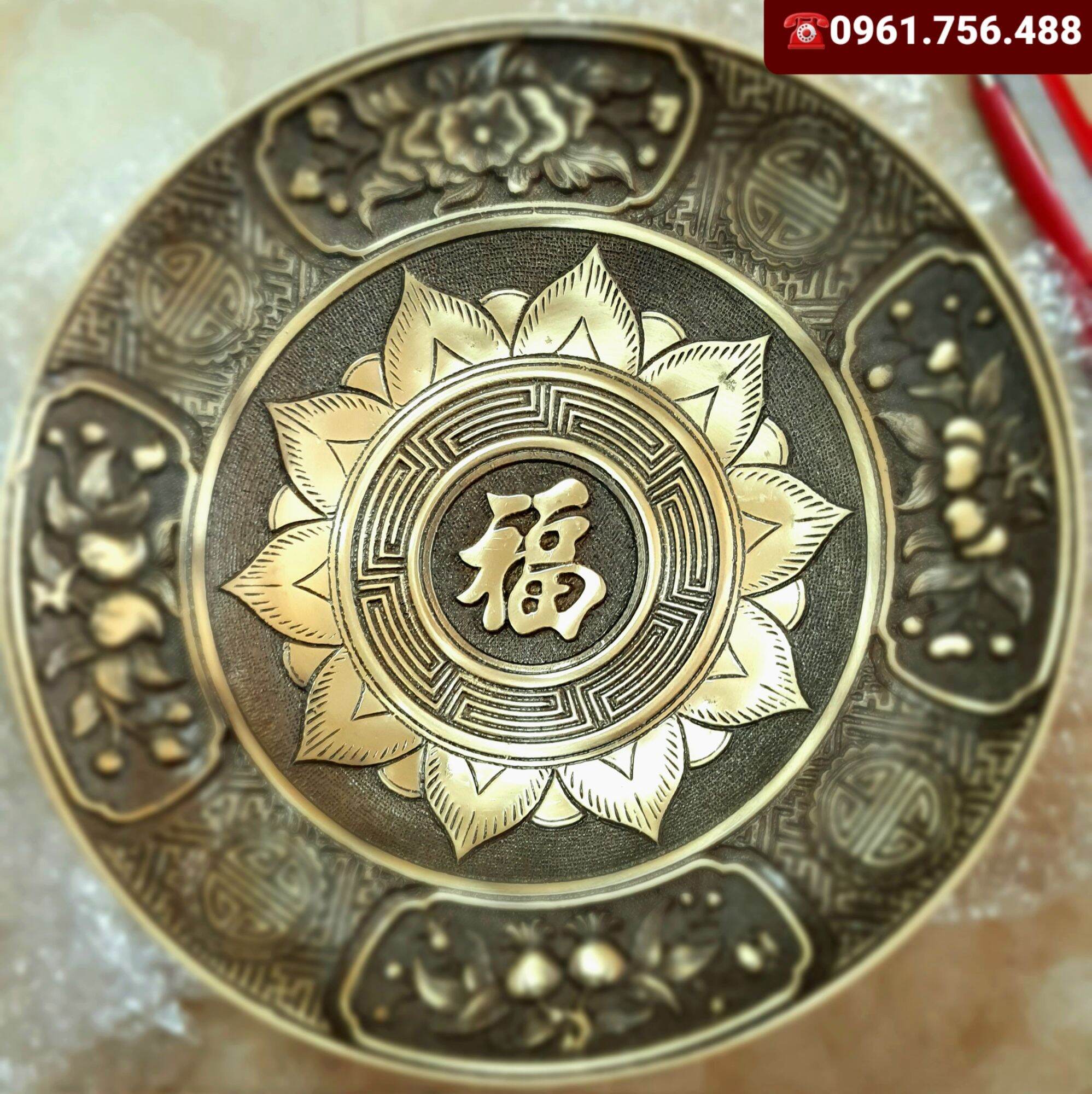 Mâm quả Mâm bồng đồng nguyên chất 35cm