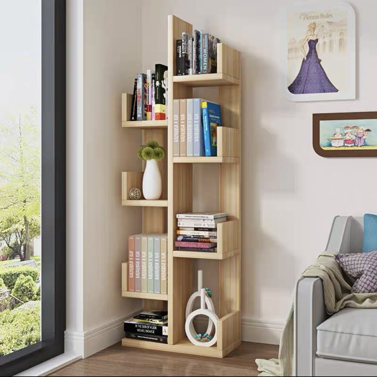 Kệ sách hình cây đứng đa tầng nôi thất